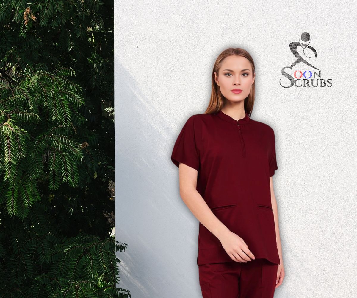 Likrali Viskon Flex Fly Bordo Üniforma Üst