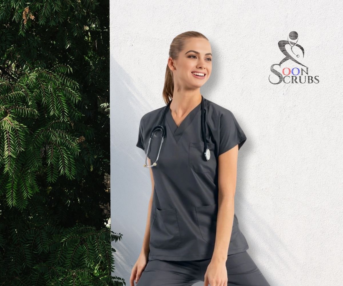 Likralı Viskon FLEX Yarasa Kol Antrasit Gri Üniforma Tek Üst