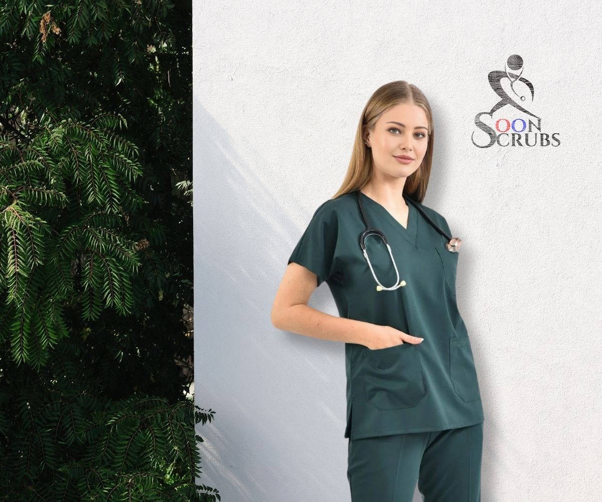 Likralı Viskon FLEX Yarasa Kol Avcı Yeşili Üniforma Tek Üst