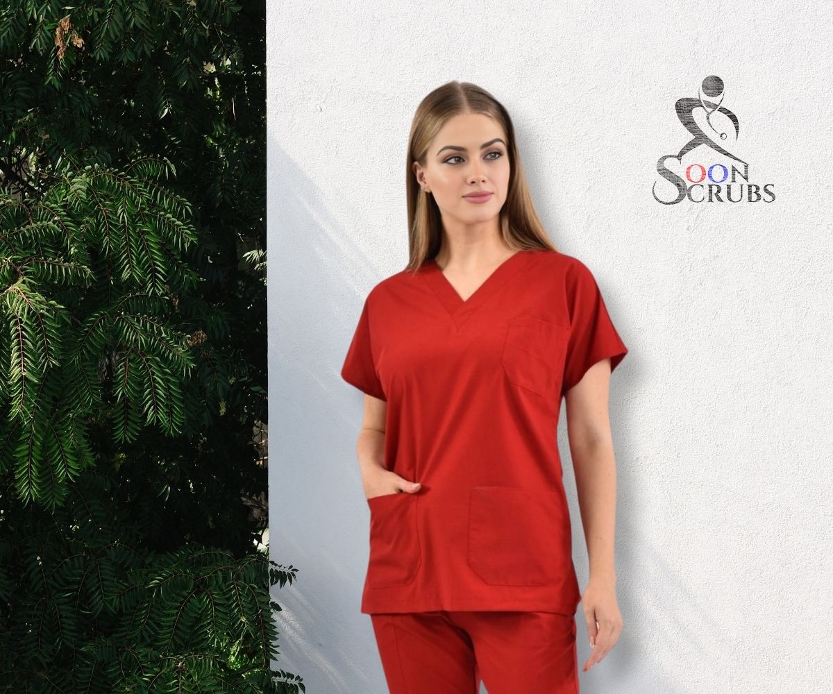 Likralı Viskon FLEX Yarasa Kol Kırmızı Üniforma Tek Üst