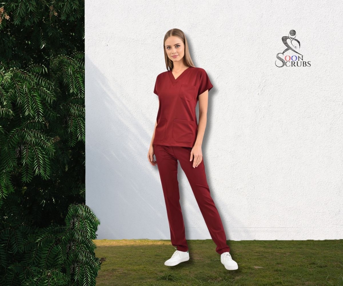 Likralı Viskon FLEX Yarasa Kol Bordo Üniforma Takım