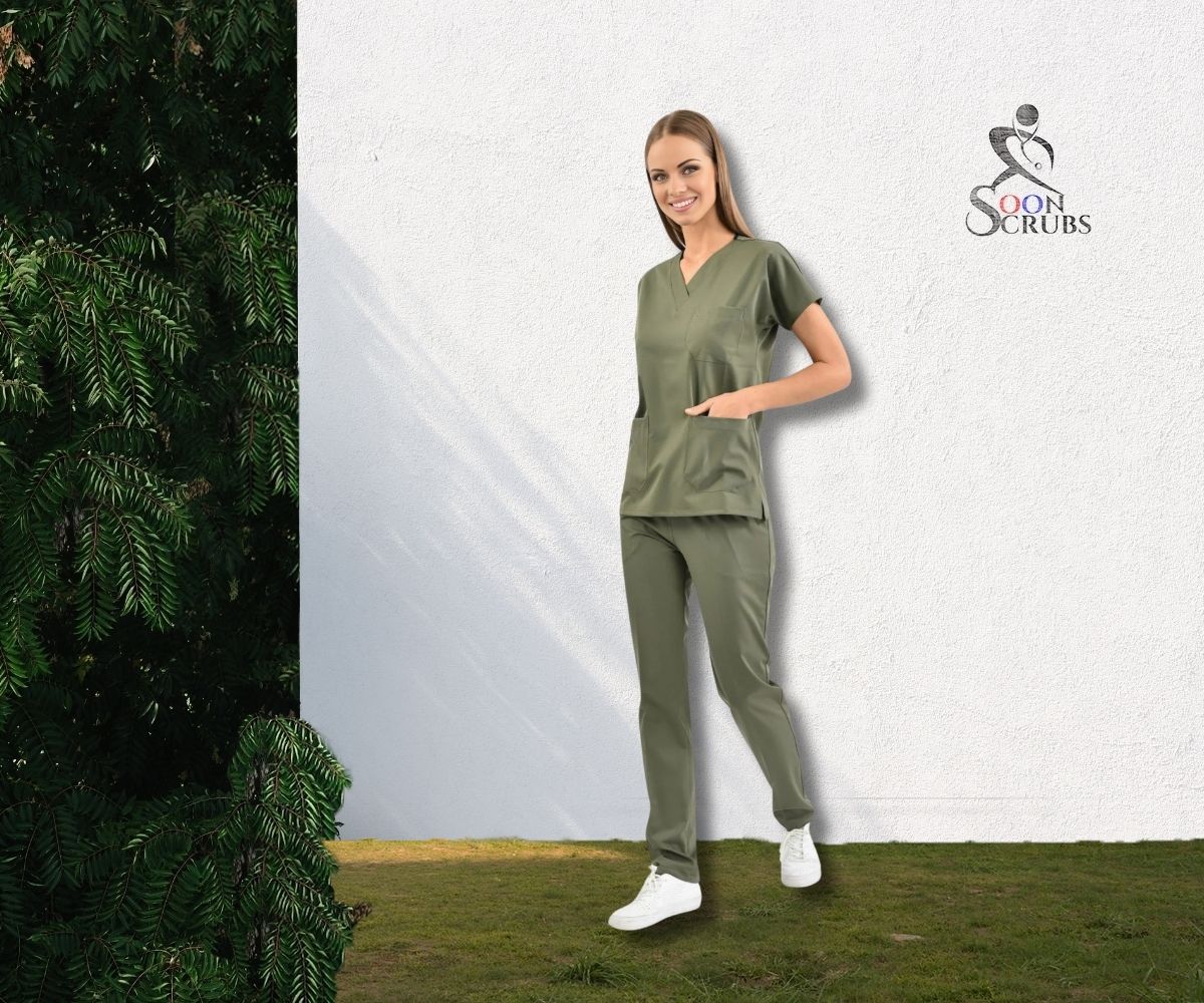 Likralı Viskon FLEX Yarasa Kol Haki Üniforma Takım