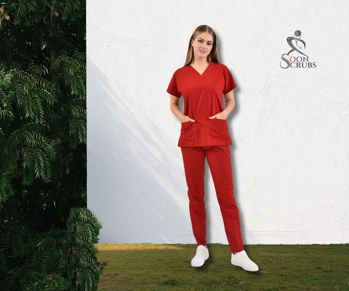 Likralı Viskon FLEX Yarasa Kol Kırmızı Üniforma Takım