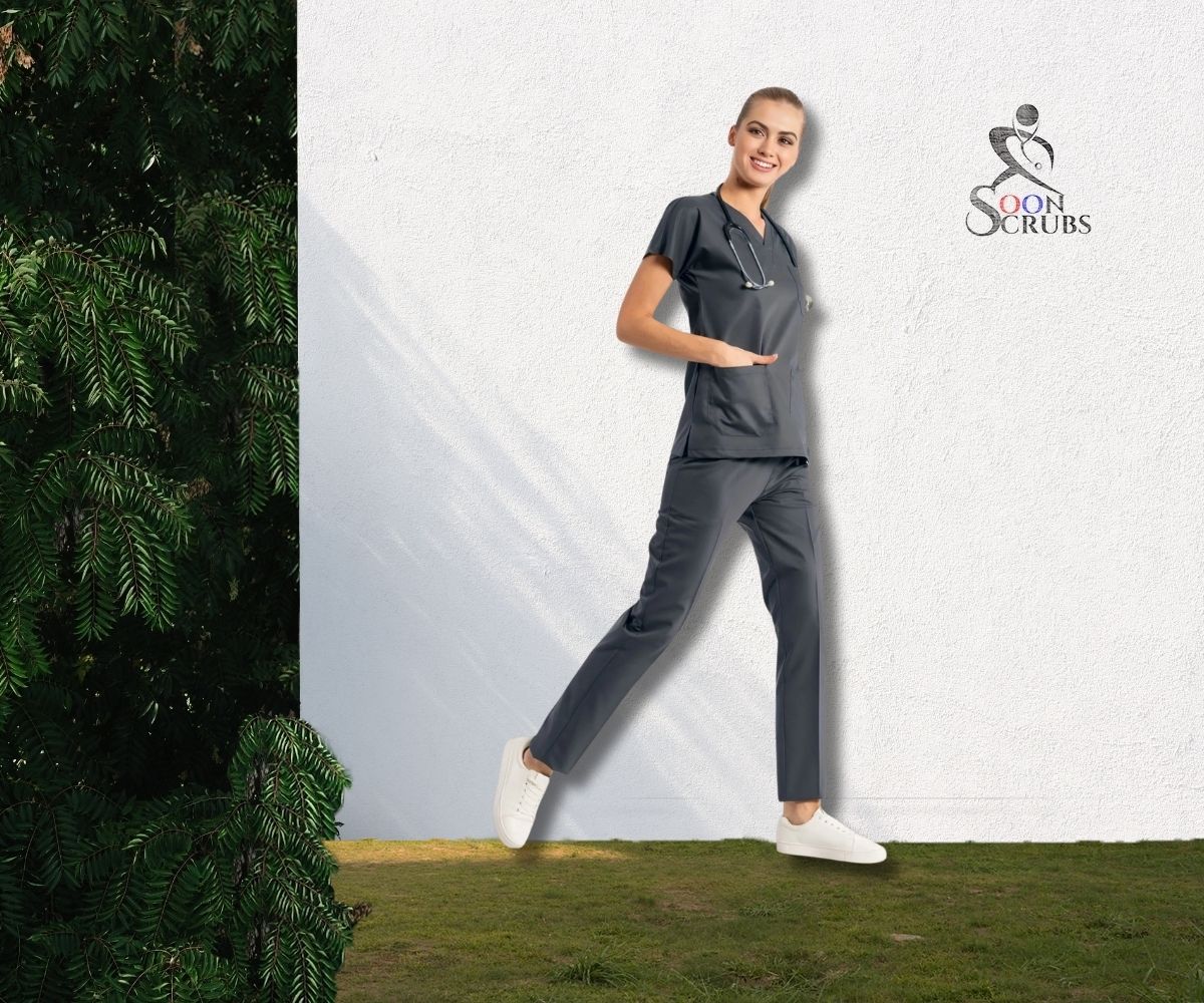 Likralı Viskon FLEX Yarasa Kol Antrasit Gri Üniforma Takım