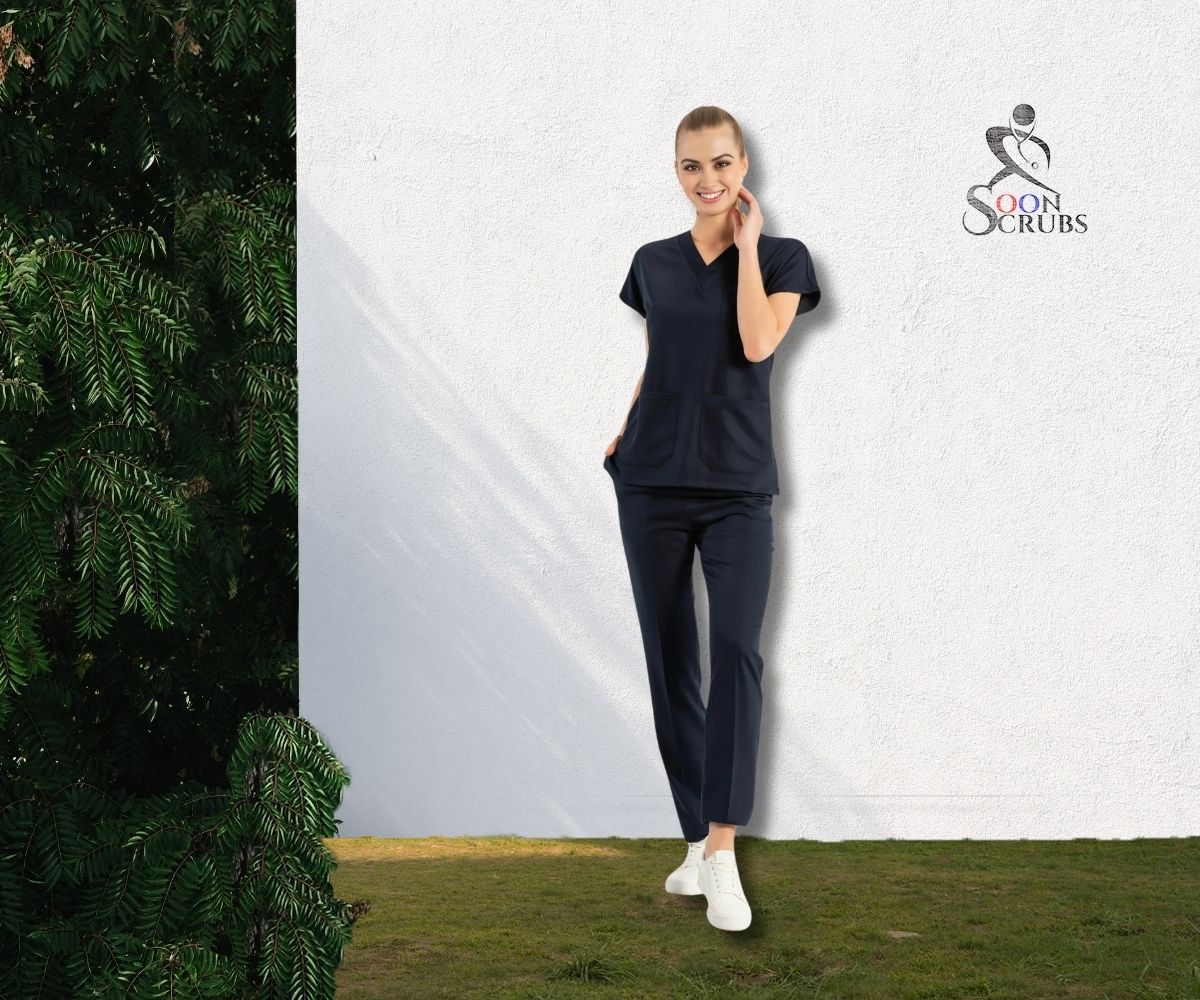 Likralı Viskon FLEX Yarasa Kol Lacivert Üniforma Takım