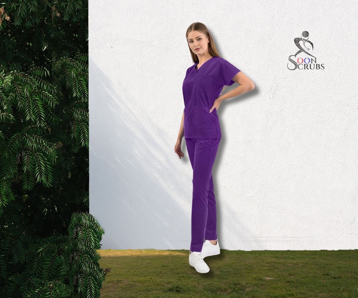 Likralı Viskon FLEX Yarasa Kol Mor Üniforma Tek Alt